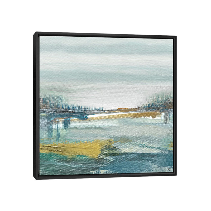 « lewbeach », impression sur toile, H 18 po x l 18 po x P 1,5 po, Toile avec cadre noir, Pas de tapis