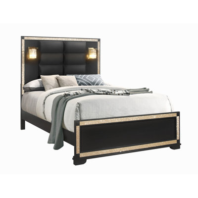 Lively Black/Gold Bed With Lamps