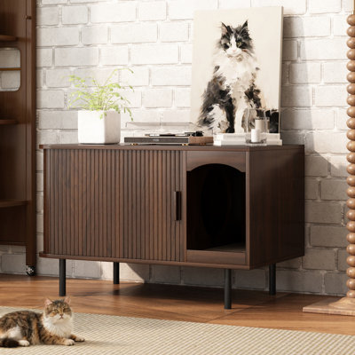 Cat Litter Box Enclosure With Cat Scratch Pad Side Table