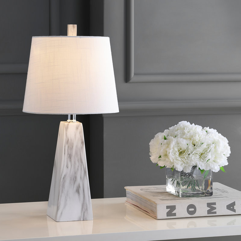 Florentia Resin Table Lamp, White Marble
