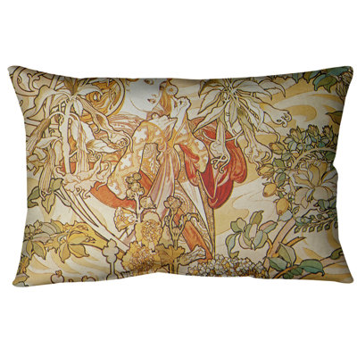 Alphonse Mucha Leather/Suede Reversible Throw Pillow