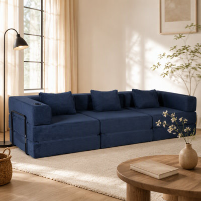 Convertible Compression Floor Sofa Bed with Fixed - Shape Frame, Boneless Modular Sectional, No Assembly, Ideal for Multi - Use Spaces