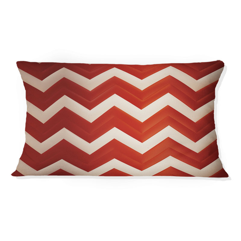 Fiery Red Chevron Passion - Coussin en polyester à chevrons