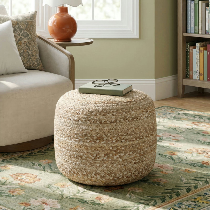 Johnna Seagate 18" Wide Round Pouf Ottoman