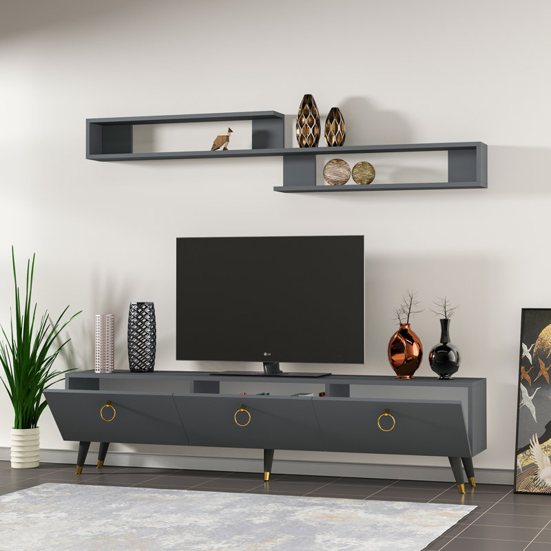 Tadwick Unfinished TV Stand for TVs up to 60", Anthracite