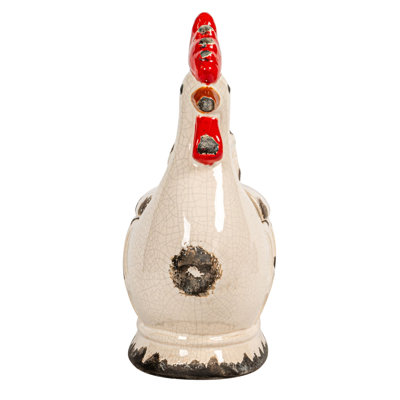 Decorative Stoneware Rooster Container with Lid and Distressed Finish