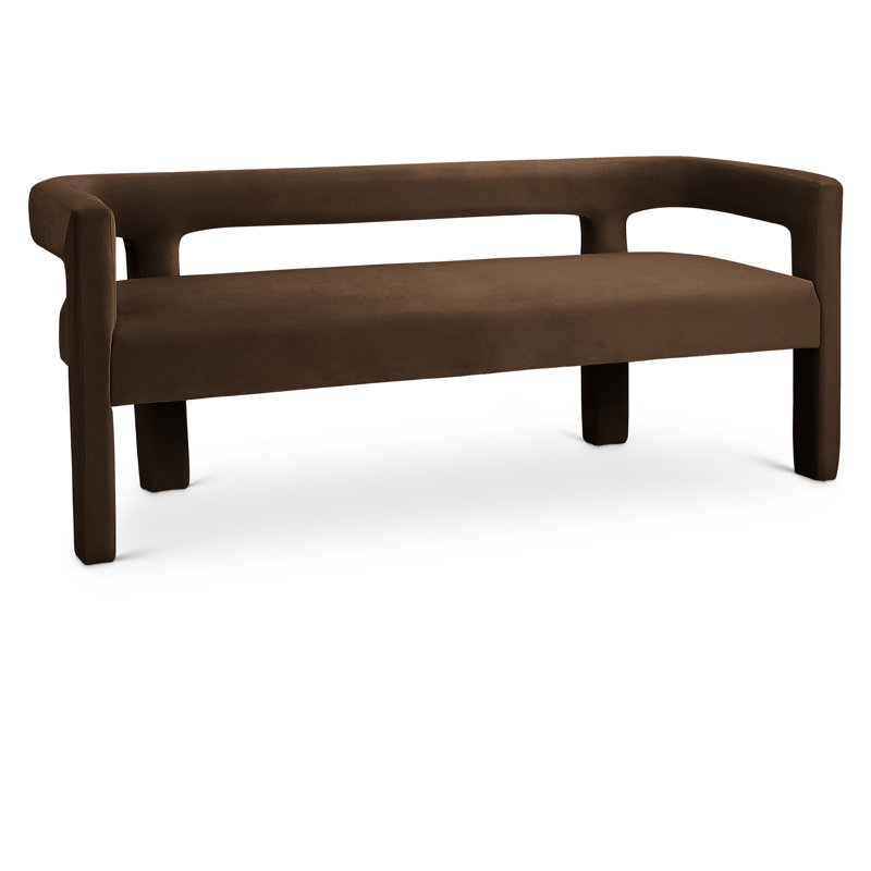 Banc avec revêtement, Velours brun