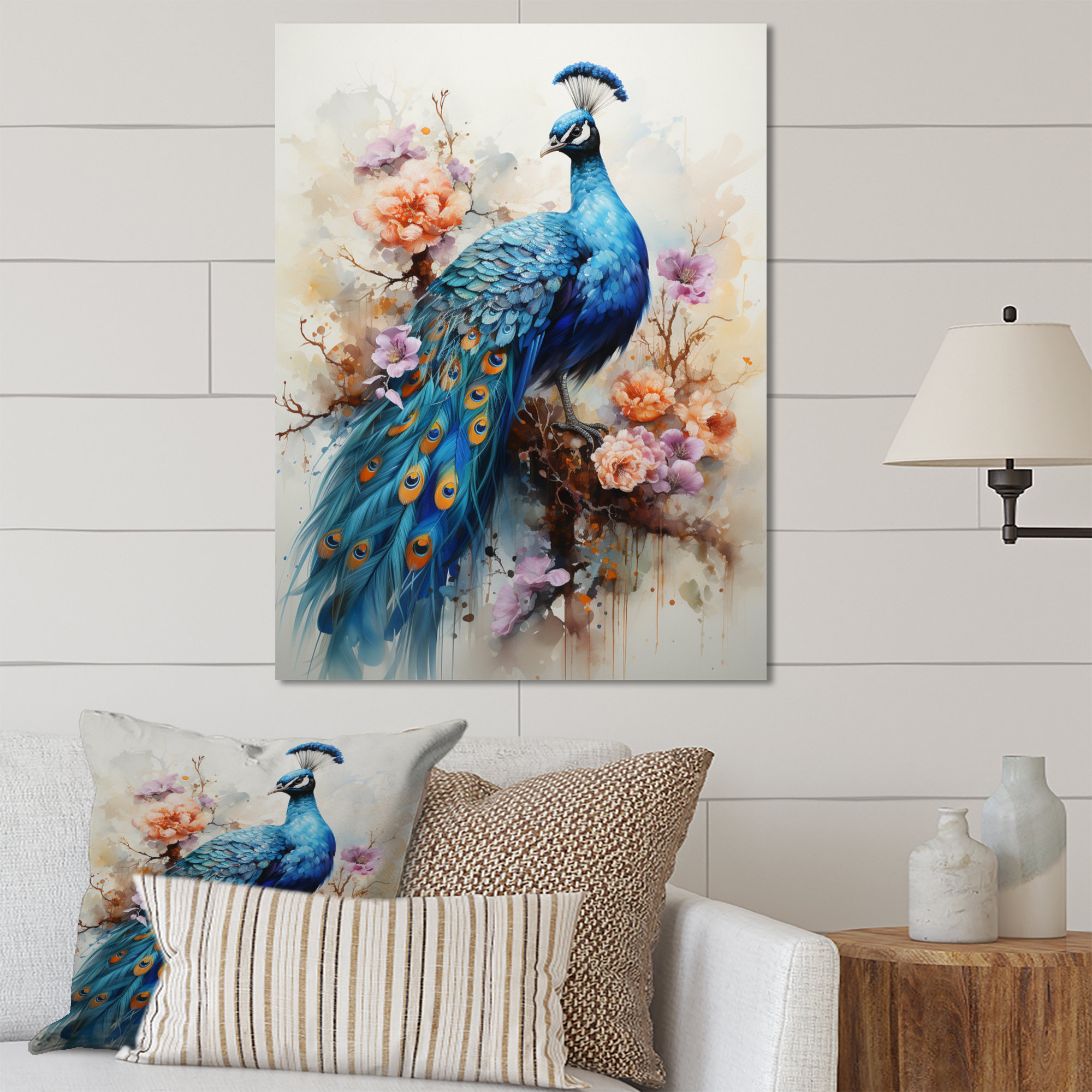 Dakota Fields Blue Coral Indian Art Dancing Peacock Ii On Metal Print Wayfair 0600