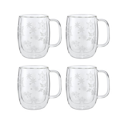 Sorrento Plus Snowflake Double-Walled Mug Set 4 Piece
