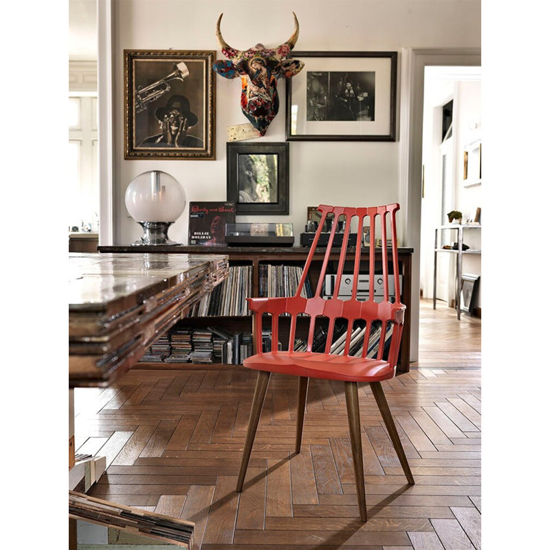 Comback 18.11'' H Armchair, Orangy Red/Oak