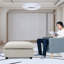 Repose-pieds modulaire contemporain en tissu Chenille