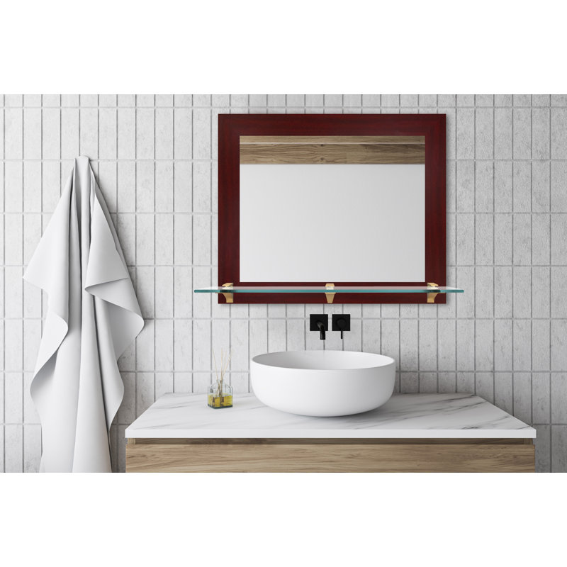 Camyle Marley Flat Wall Mirror, Dark Mahogany