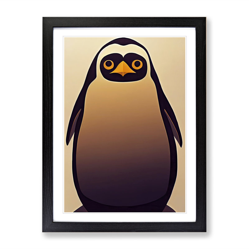 Retro Penguin No.2 - Framed Print, Black Framed, 34cm H x 25cm W x 2cm D