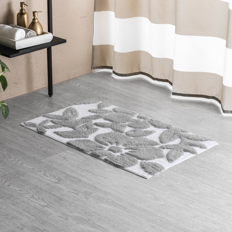 Kratzer Non-Slip Bath Rug, White/Arctic, 21" W x 34" L