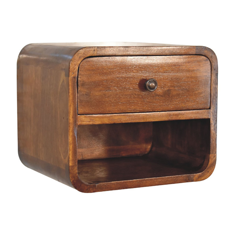 Lovino 30cm W Solid Wood Bedside Table, Chestnut