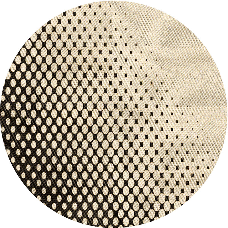 Tapis brun en laine à pois, Rond 5 pi