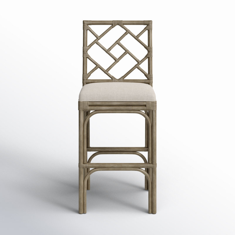 Fulton Woven Stool, Beige Seat / Gray Frame, Bar Stool (30" Seat Height)