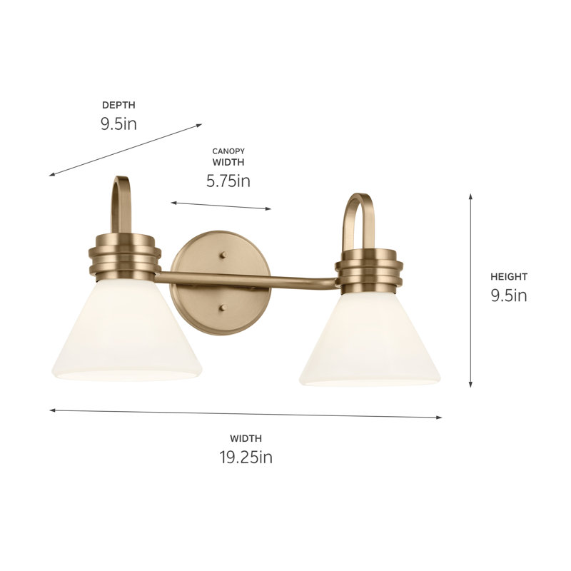 Éclairage pour meuble-lavabo à 2 lumières à intensité variable Hoxie, Bronze champagne