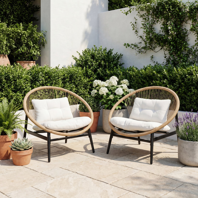 Crowne Wicker Papasan Outdoor Lounge Chairs