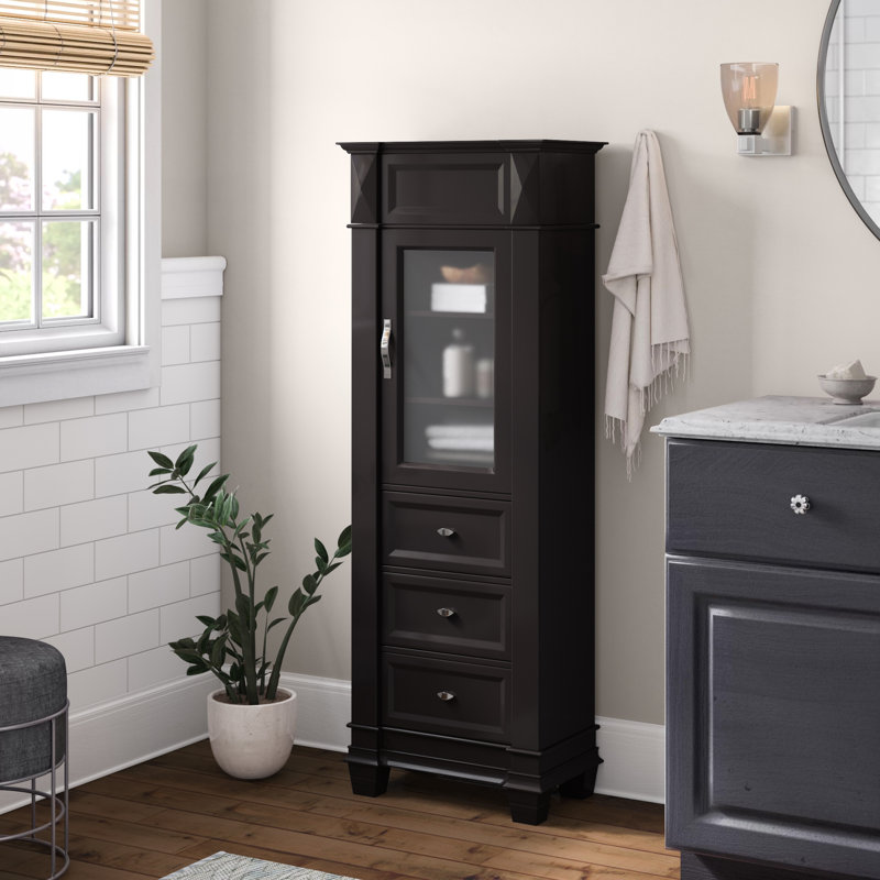 Solid Wood Freestanding Linen Cabinet