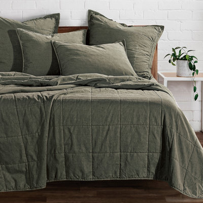  Stonewashed Cotton Canvas Solid Color Timeless Basic Rustic Chic Coverlet Set
