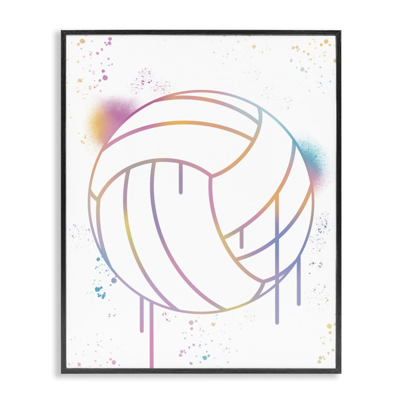 Giclée Graffiti Volleyball, giclée par Marcus Prime, H 14 po x l 11 po, Giclée encadrée noir minuit