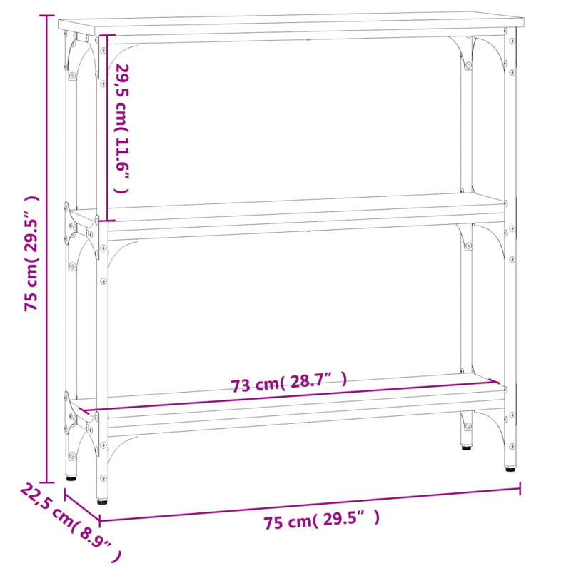 Console Table, 75cm H x 75cm W x 22.5cm D, Grey Sonoma