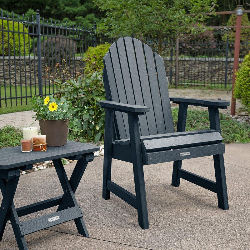 Anette Outdoor Adirondack Chair With Table, Federal Blue