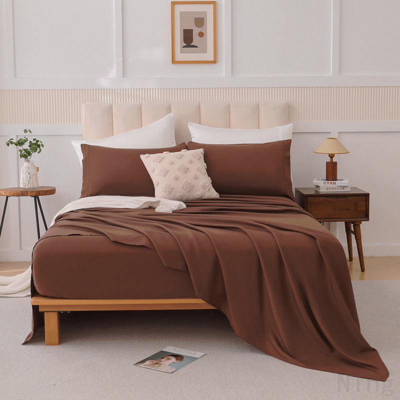 Brown four-piece suit K, King Comforter + 4 Additional Pieces