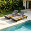 Méridiennes de patio réglables avec rangement, bord de piscine moderne en métal et bois