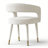 Modern 35" White Round Dining Set For 2 With Chenille Armchairs-1344137500