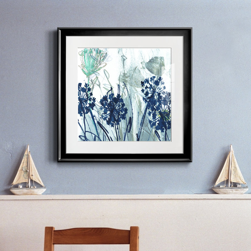 Indigo Field I - peinture encadrée, H 17,5 po x l 17,5 po x P 1,5 po, Cadre noir