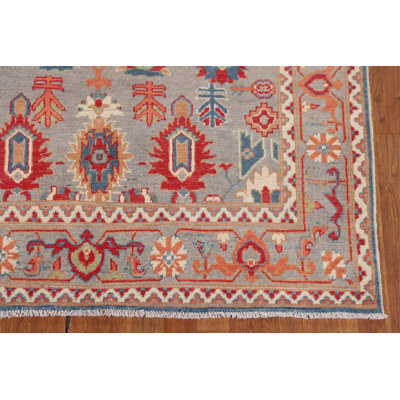 Gray Geometric Kazak Oriental Rug 5