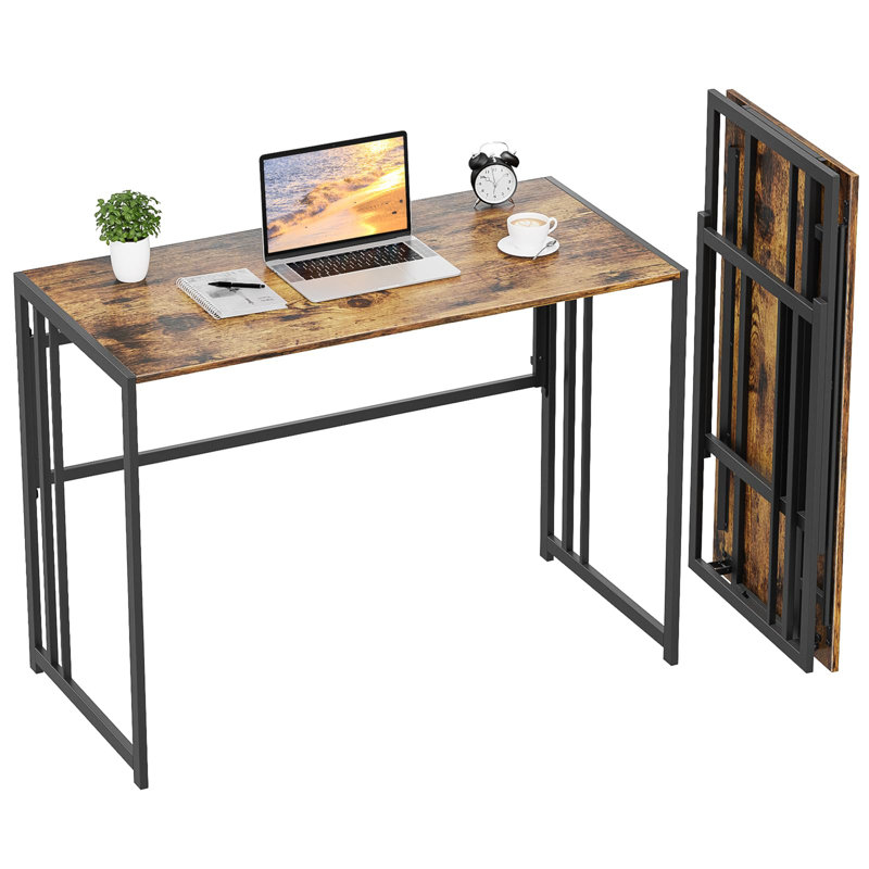 Metal Base Computer Desk, Rustic Brown/Black