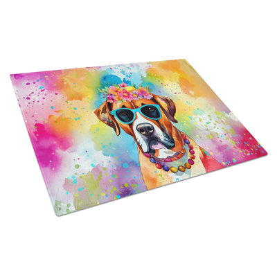 Boxer Hippie Dawg Glass Cutting Board Large