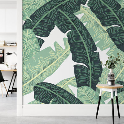 Papier peint amovible motif de feuilles de bananier tropical exotique