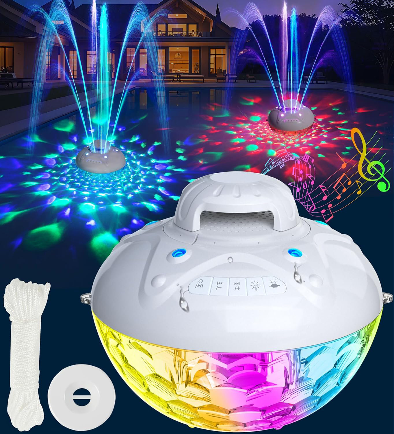 Fashion Finesse 3 In 1 Bluetooth Pool Speaker With Pool Fountain Light ...