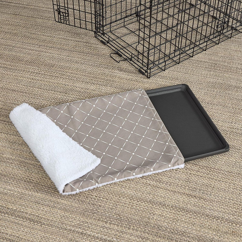 Reversible Crate Pan Cover – 36" Mushroom Diamond Pattern With Fleece Backing