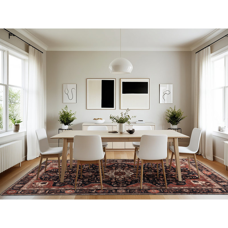 Machine Washable Persian Brown Area Rug, Rectangle 7' x 10'