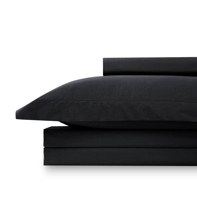 Ensemble de housse de couette Southshore Fine Linens Southshore Basics en noir, literie en microfibre à double brossage 90 g / m² avec fermeture à glissière cachée et attaches d'angle, 1 taie décorative, simple / simple TG