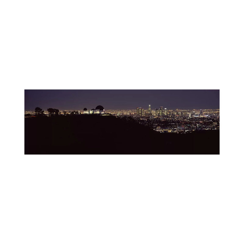 City Lit up at Night, Griffith Park Observatory, Los Angeles, California, USA 2010 1 Piece Wrapped Canvas Panoramic Wall Art