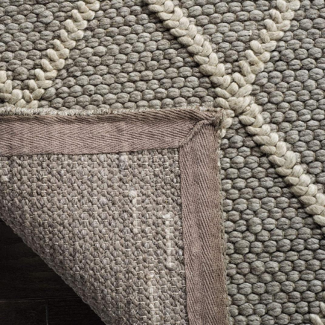 Russo Gray Hand-Woven Geometric Flatweave Rug, Rectangle 3' x 5'