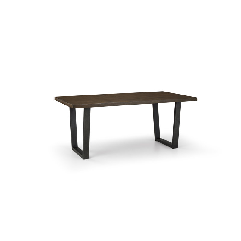 Armor Oak Solid Wood Top Metal Base Dining Table, Dark Oak
