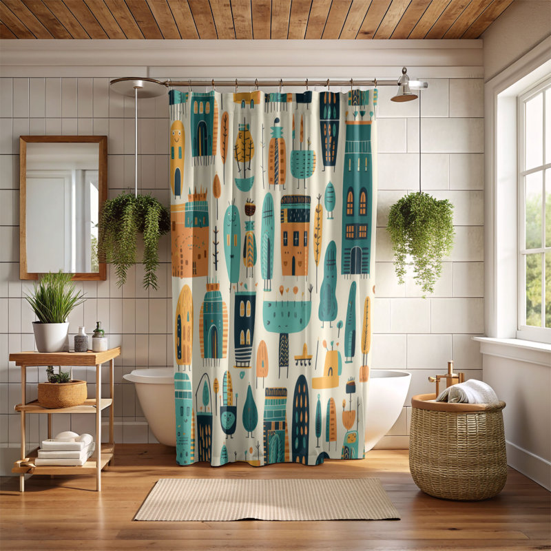 Jolly City - Premium Shower Curtain, 74"H x 71"W