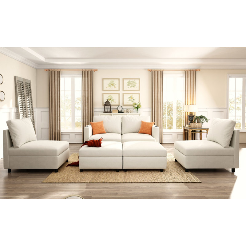 Canapé modulaire en chenille de 123 po avec rangement et siège en U de 123 po pour rangement dans le salon, grand canapé