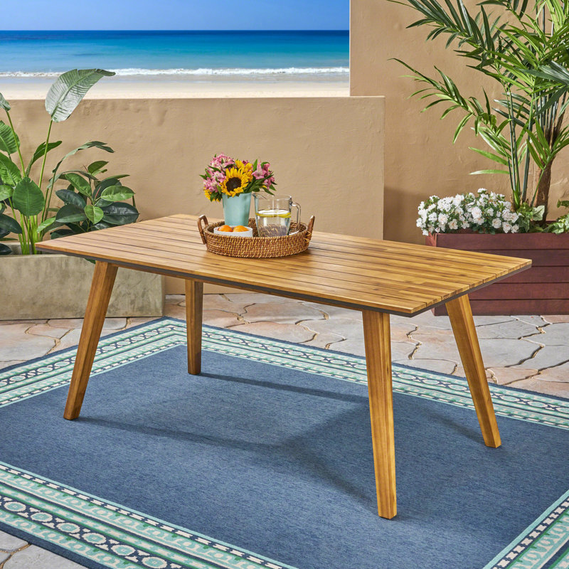 Table de salle à manger d'extérieur en bois massif, table de cuisine de patio 