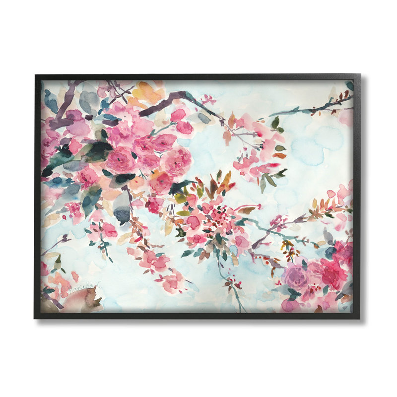 Fleurs de cerisier en herbe, art giclée par Marietta Cohen, art et design, Giclée encadrée noir minuit
