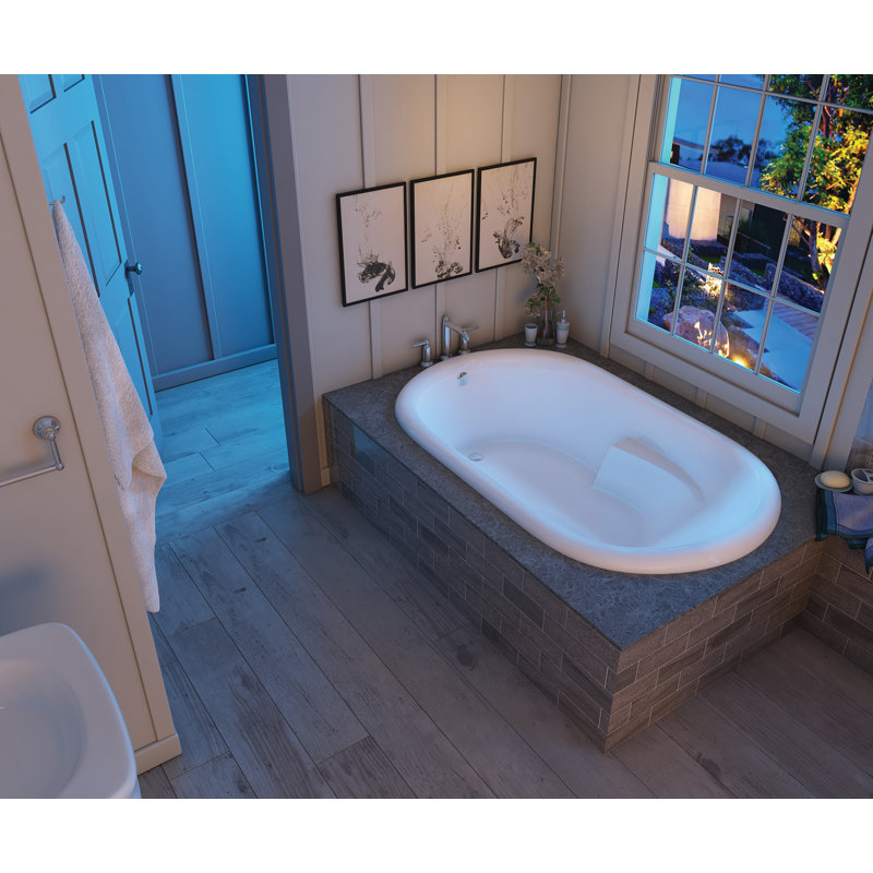 Arashi 72" x 40" Drop In Whirlpool Acrylic Bathtub, Biscuit
