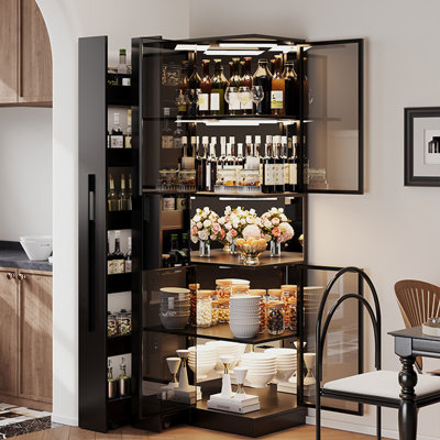 Armoire à vin 32,36 po en verre trempé noir moderne de luxe avec tiroir coulissant