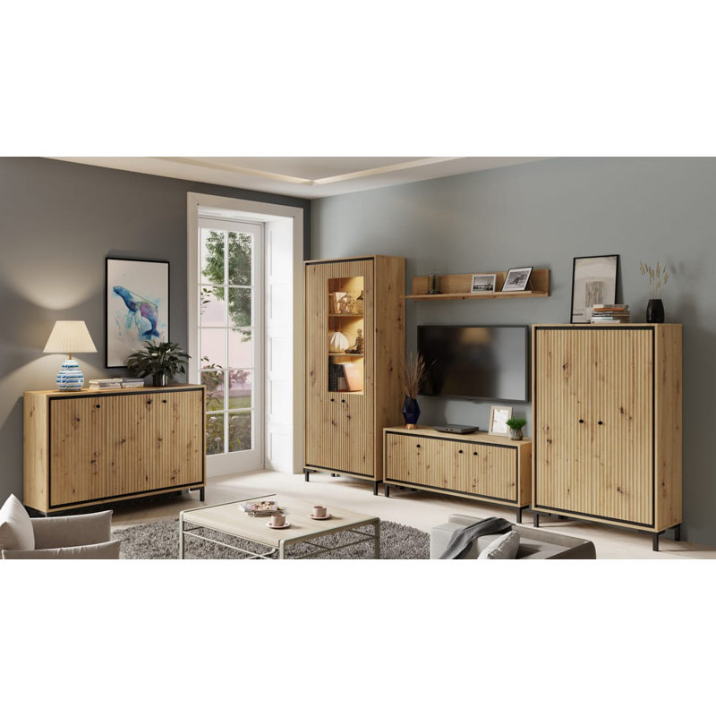 Parii Manufactured Wood Bedside Table, Oak Artisan